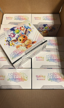 CASE/LOT of 10 Sealed Pokemon TCG Prismatic Evolutions Elite Trainer Boxes ETBs! - Image 1