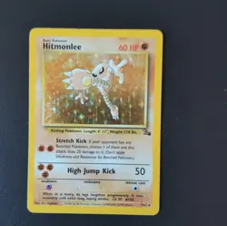 Pokemon Hitmonlee Fossil 7/62 Holo Rare 60 HP Basic Unlimited TCG Card - Image 1