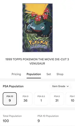 1999 TOPPS POKEMON THE MOVIE DIE-CUT PSA 10 VENUSAUR #03 LOW POP - Image 5
