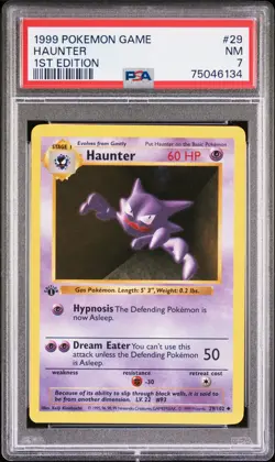 1999 POKEMON BASE SET 1ST EDITION #29 HAUNTER PSA 7 - Image 1