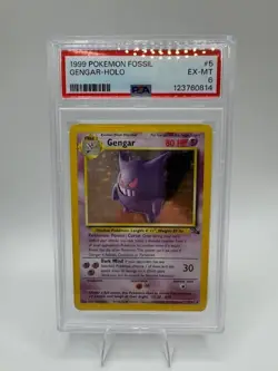 1999 POKEMON FOSSIL #5/62 GENGAR- HOLO PSA 6 (EX-MT) - Image 1