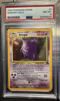 1999 Pokemon Fossil Gengar Holo #5 and Haunter Holo #6 both graded PSA 8 - Image 2