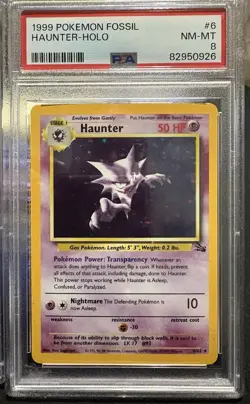 1999 Pokemon Fossil Gengar Holo #5 and Haunter Holo #6 both graded PSA 8 - Image 3