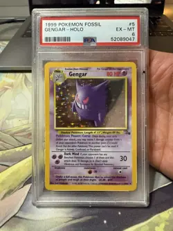 1999 POKEMON FOSSIL #5 GENGAR HOLO PSA 6 EX-MT FREE SHIPPING! - Image 1