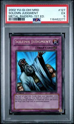 METAL RAIDERS MRD-127 SOLEMN JUDGMENT PSA 5 1ST EDITION YUGIOH 2002 - Image 1
