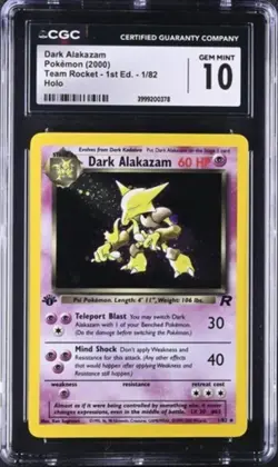 NEW CGC 10 1st Edition HOLO Dark Alakazam 1/82 Gem Mint Pokemon Team Rocket 2109 - Image 1