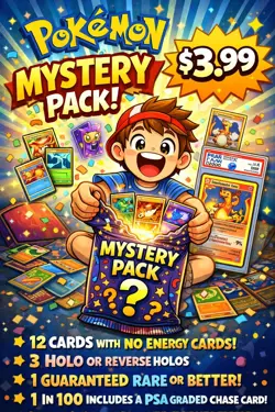 Pokemon Mystery Pack - 12 Cards - 3 Holos - Guaranteed Rare - No Energy - Image 1