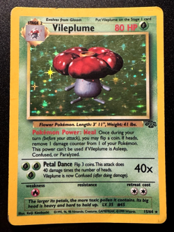 Vileplume 15/64 Jungle Pokemon Card Holo Foil Rare HP Inked - Image 1