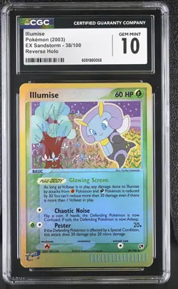 CGC 10 GEM MINT Illumise 2003 EX Sandstorm 38/100 Reverse Holo Pokemon Card - Image 1