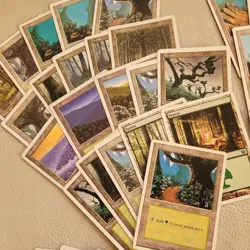 100+ Basic Lands Plains island swamp mountain forest White Bordered OLD HP /used - Image 2