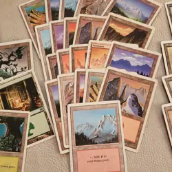 100+ Basic Lands Plains island swamp mountain forest White Bordered OLD HP /used - Image 3