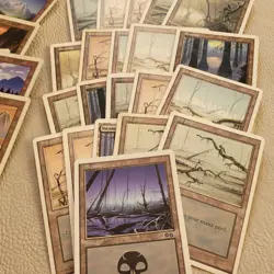 100+ Basic Lands Plains island swamp mountain forest White Bordered OLD HP /used - Image 4