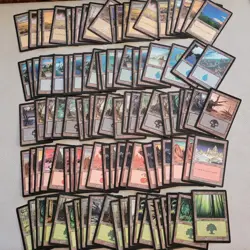 100+ Basic Lands Plains island swamp mountain forest OLDSCHOOL HP Condition MTG - Image 1