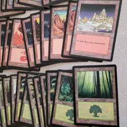 100+ Basic Lands Plains island swamp mountain forest OLDSCHOOL HP Condition MTG - Image 4