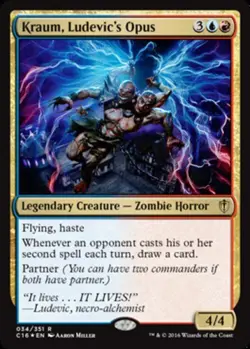 Moderatly Played, French - 1 x MTG Kraum, Ludevic's Opus - Foil Commander 2016 - Image 1