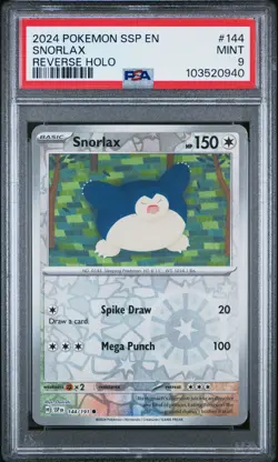 2024 POKEMON SSP EN #144 SNORLAX REVERSE HOLO PSA 9 SURGING SPARKS POP 37 - Image 2