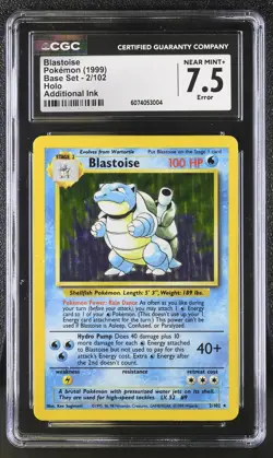 CGC 7.5 ERROR Blastoise 1999 Base Set 2/102 Holo Pokemon Card - Image 1