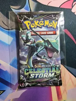 Pokemon TCG Sun & Moon Celestial Storm Sealed Booster Pack Rayquaza Art 33 - Image 1