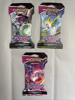 2021 | Pokemon | Lot of x3 Fusion Strike Sleeved Booster Packs | Sealed | TCG - Image 1