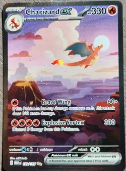 Pokemon TCG Charizard EX Full Art Holo Card 199/165 SV Scarlet and Violet 151 - Image 1