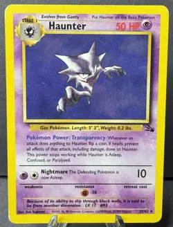 Pokemon TCG: Haunter 21/62 Fossil-Reg-Unlimited-WOTC-Rare-LP - Image 1