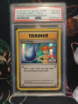 PSA 8 Gym Badge Misty Holo Black Star Promo Holo Pokemon Card XY 204 - Image 1