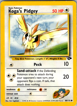 Koga's Pidgey 80/132 Gym Challenge Unlimited Vintage 2000 Pokemon Card - Image 1