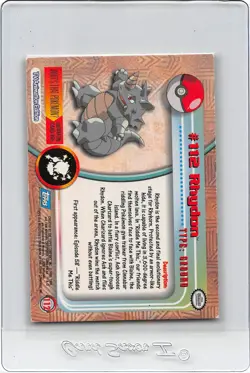 RHYDON #112 - Blue LOGO - NON HOLO - SERIES 2 - TOPPS Pokemon CARD - LP/MP - Image 2