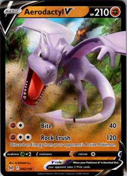 AERODACTYL V 2022 POKEMON SWSH LOST ORIGIN RARE HOLO 092/196 Q1652 - Image 1