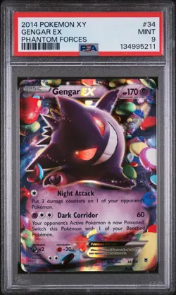 2014 Pokemon Gengar EX 34/119 Ultra Rare Holo XY Phantom Forces PSA 9 - Image 1