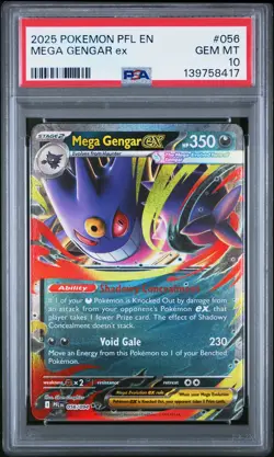 2025 POKEMON PFL EN-PHANTASMAL FLAMES #056 MEGA GENGAR EX PSA 10 - Image 1
