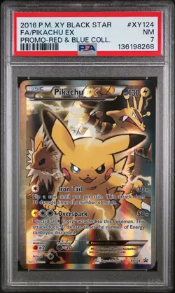 2016 POKEMON XY BLACK STAR PROMO RED & BLUE COLL FULL ART/PIKACHU EX PSA 7 - Image 1
