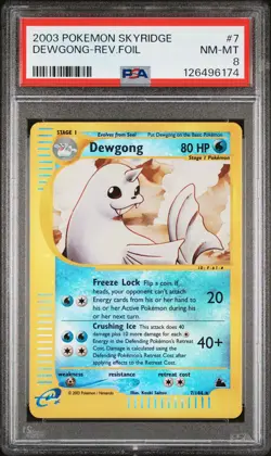 2003 POKEMON SKYRIDGE #7 DEWGONG-REVERSE FOIL PSA 8 - Image 1