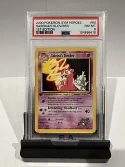 Pokemon 1st Edition Sabrina’s Slowbro Gym Heroes Set 60/132 - PSA 8 NM-Mint - Image 1