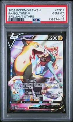 2022 Pokemon Sword & Shield Brilliant Stars Fa Boltund V #TG13 PSA 10 - Image 1