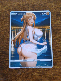 Beautiful Waifu Card - Asuna Night Swim - Goddess ACG Custom DIY Fan Art Card - Image 1