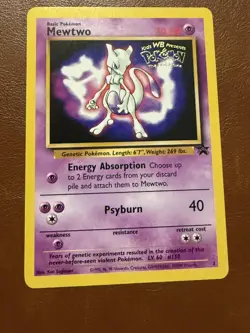 1999 Pokemon Mewtwo Promo Card Warner Bros First Movie Card. LV.60 #150 - Image 1