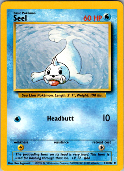 Seel 41/102 Base Set Vintage Pokemon Card WOTC 1999 Uncommon - Image 1