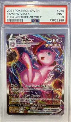 PSA 9 Pokemon TCG Mew VMAX Alt Art Fusion Strike 269 Secret Rare GEM MT - Image 1