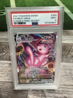 Mew Vmax Secret Pokemon Sword & Shield Fusion Strike 269/264 PSA 9 - Image 1