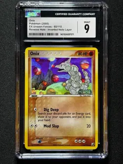 CGC 9 ERROR Pokemon Onix #65 Unseen Forces INVERTED HOLO LAYER! - Image 1