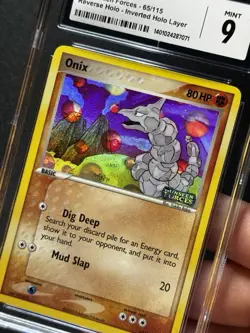 CGC 9 ERROR Pokemon Onix #65 Unseen Forces INVERTED HOLO LAYER! - Image 3