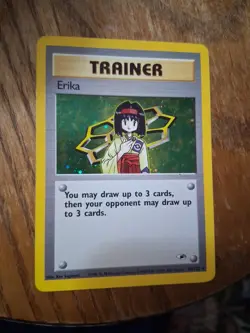 Pokemon TCG Erika Trainer Card 16/132 Holo Gym Heroes Has Scuffs On Top/sides. - Image 2