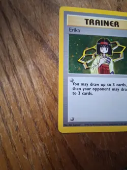 Pokemon TCG Erika Trainer Card 16/132 Holo Gym Heroes Has Scuffs On Top/sides. - Image 3