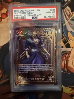 2025 ONE PIECE 005 OP11 A FIST OF DIVINE SPEED SILVERS RAYLEIGH SP AA PSA 10 - Image 1