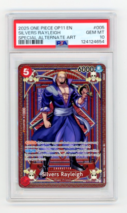 2025 ONE PIECE OP11 A FIST OF DIVINE SPEED #005 SILVERS RAYLEIGH SP PSA 10 - Image 1