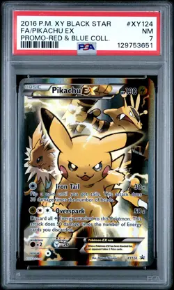 2016 POKEMON XY BLACK STAR PROMO RED & BLUE COLL FULL ART/PIKACHU EX PSA 7 - Image 1