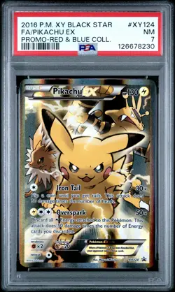 2016 POKEMON XY BLACK STAR PROMO RED & BLUE COLL FULL ART/PIKACHU EX PSA 7 - Image 1