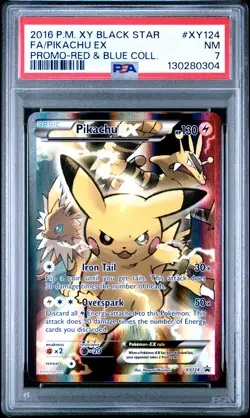 2016 POKEMON XY BLACK STAR PROMO RED & BLUE COLL FULL ART/PIKACHU EX PSA 7 - Image 1