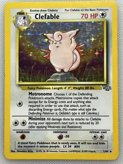 Clefable 1/64 Jungle Set Holo Rare Pokemon Card WOTC Vintage Pokemon TCG 1999 NM - Image 1